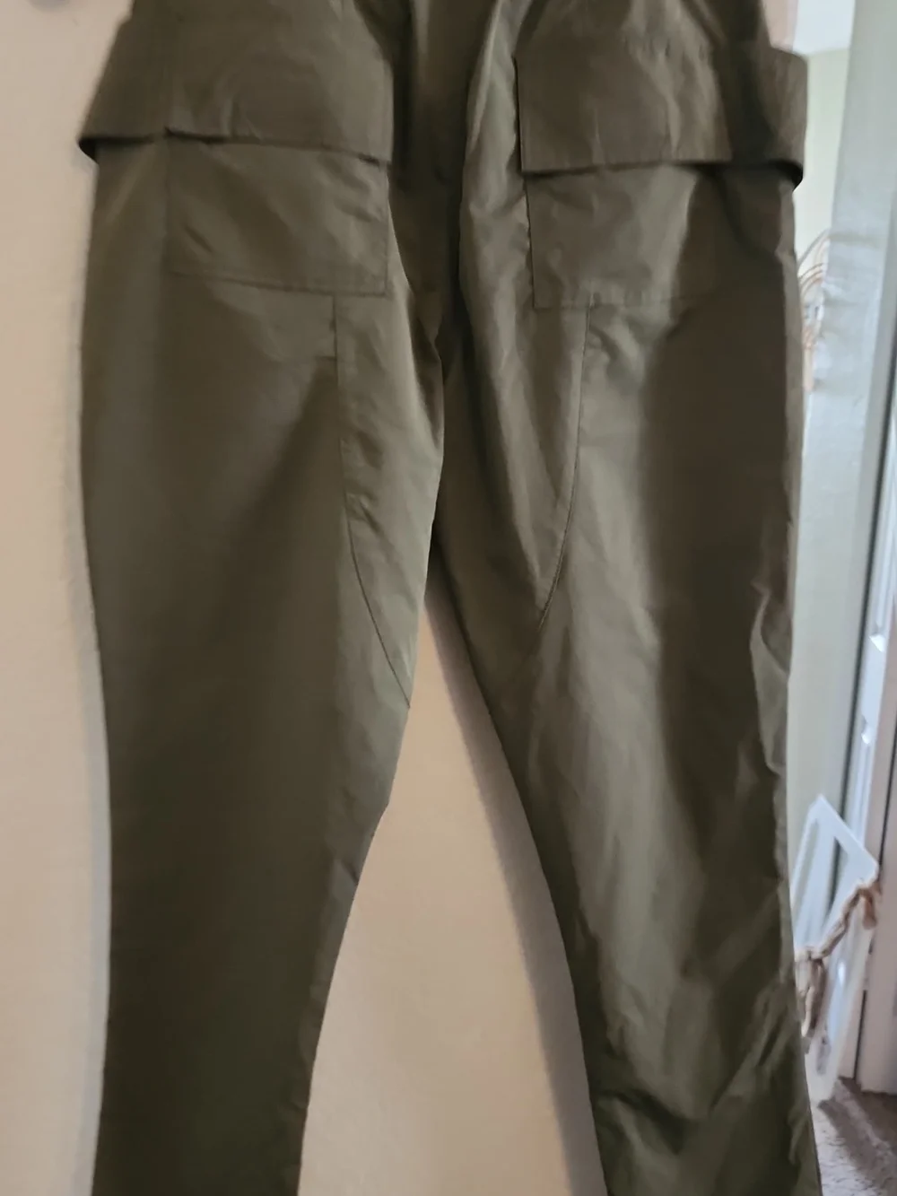 Men's Olive Cargo Jogger Pants - Drawstring Waist